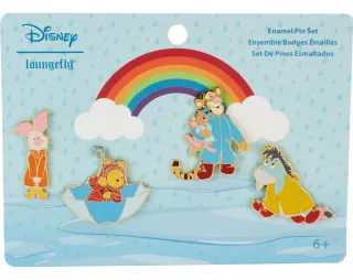 Ensemble de 4 Pins Winnie et ses Amis Jour de Pluie Loungefly
