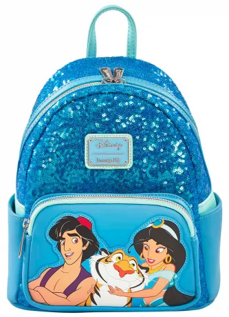 Mini sac à dos Aladdin et Jasmine Sequin Bleu Loungefly