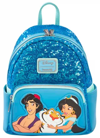 Mini sac à dos Aladdin et Jasmine Sequin Bleu Loungefly