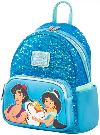 Mini sac à dos Aladdin et Jasmine Sequin Bleu Loungefly