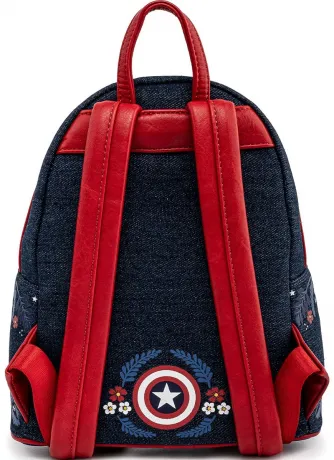 Mini sac à dos Captain America Bouclier Fleuri 80ème Anniversaire Loungefly