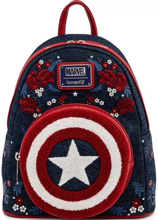 Mini sac à dos Captain America Bouclier Fleuri 80ème Anniversaire Loungefly