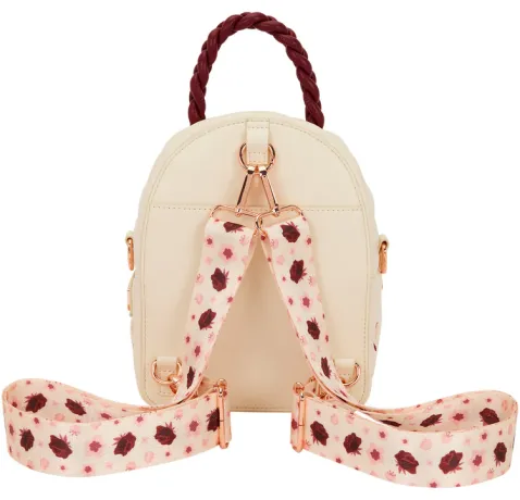 Mini sac à dos Convertible Crème et fleurs rouges Loungefly