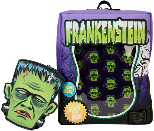 Mini sac à dos Frankenstein Masque Glow avec porte-monnaie Loungefly