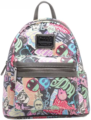 Mini sac à dos Graffiti Autocollant Graffiti Pastel Impression Intégrale Loungefly