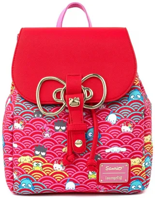 Mini sac à dos Hello Kitty 60ème Anniversaire Vague Rose et Nœud Or Loungefly