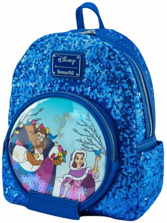 Mini sac à dos La Belle et la Bête Boule à Neige Sequin Loungefly