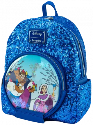 Mini sac à dos La Belle et la Bête Boule à Neige Sequin Loungefly