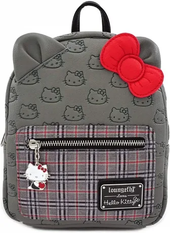 Mini sac à dos Hello Kitty Plaid Gris Loungefly