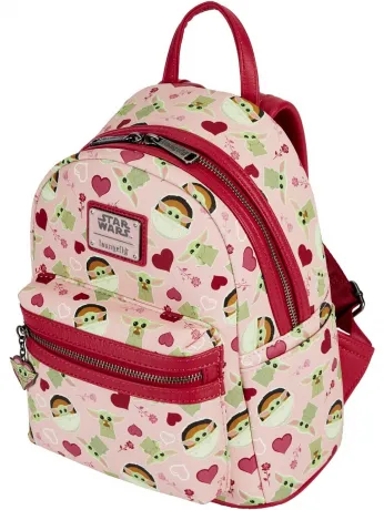 Mini sac à dos Le Mandalorien Bébé Yoda Cœurs Impression Intégrale Loungefly