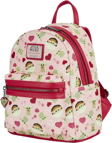 Mini sac à dos Le Mandalorien Bébé Yoda Cœurs Impression Intégrale Loungefly