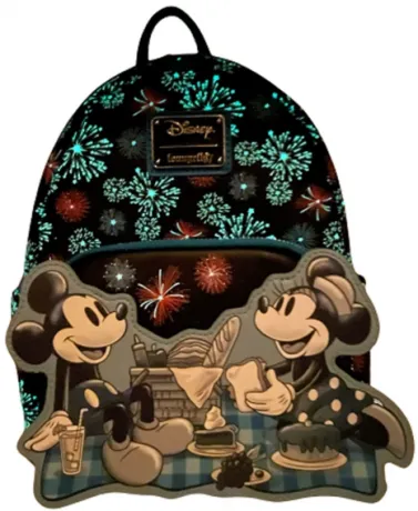 Mini sac à dos Mickey et Minnie Mouse Feu d&#039;Artifice Glow Loungefly