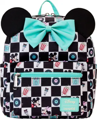 Mini sac à dos Mickey et Minnie Rencard au Restaurant Impression Intégrale en Damier Loungefly