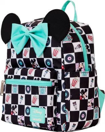 Mini sac à dos Mickey et Minnie Rencard au Restaurant Impression Intégrale en Damier Loungefly