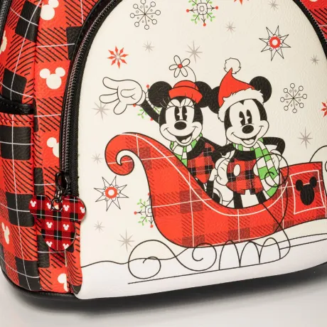 Mini sac à dos Mickey Mouse et Minnie Mouse Noël Loungefly