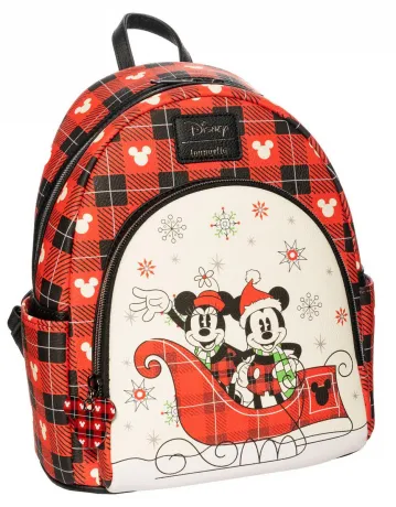 Mini sac à dos Mickey Mouse et Minnie Mouse Noël Loungefly