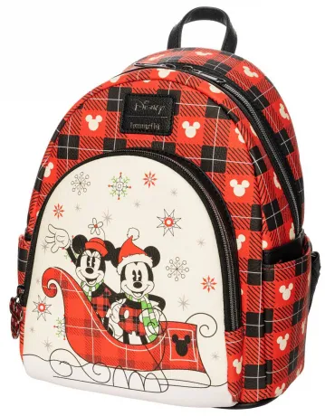 Mini sac à dos Mickey Mouse et Minnie Mouse Noël Loungefly