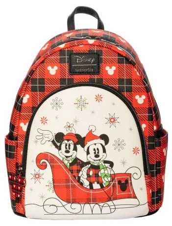 Mini sac à dos Mickey Mouse et Minnie Mouse Noël Loungefly