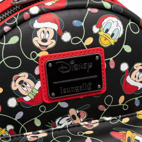 Mini sac à dos Mickey Mouse et ses Amis Guirlandes de Noël Glow Loungefly
