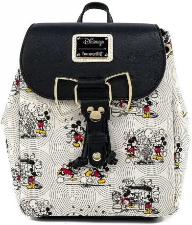Mini sac à dos Minnie et Mickey posent avec le Nœud de Minnie en Métal Loungefly