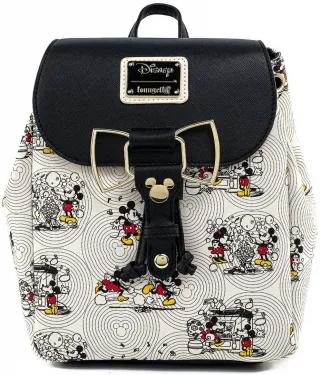 Mini sac à dos Minnie et Mickey posent avec le Nœud de Minnie en Métal Loungefly