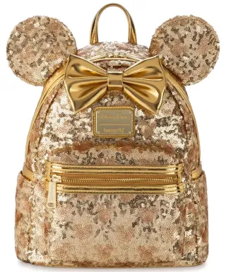 Mini sac à dos Minnie Mouse Doré Sequin Loungefly