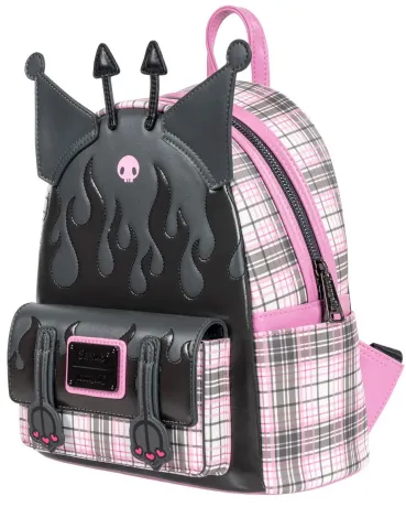 Mini sac à dos Plaid Kuromi Flammes Loungefly
