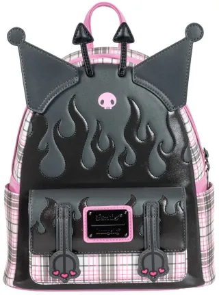Mini sac à dos Plaid Kuromi Flammes Loungefly