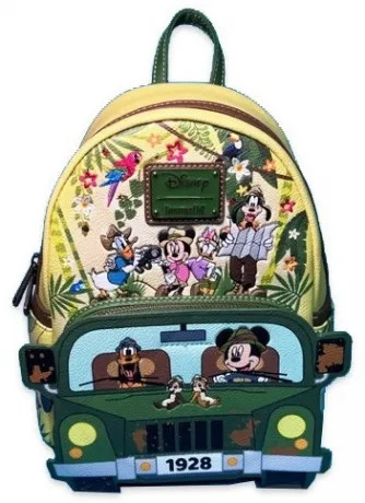 Mini sac à dos + Portefeuille zippé Mickey et ses Amis en Vacances dans la Jungle Glow Loungefly