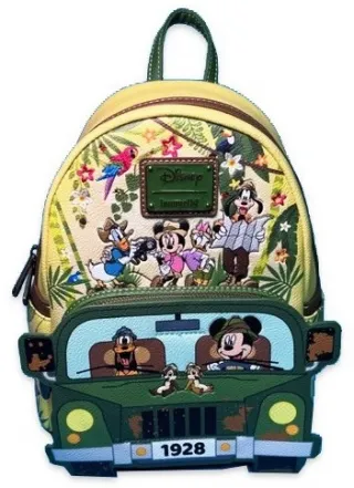 Mini sac à dos + Portefeuille zippé Mickey et ses Amis en Vacances dans la Jungle Glow Loungefly