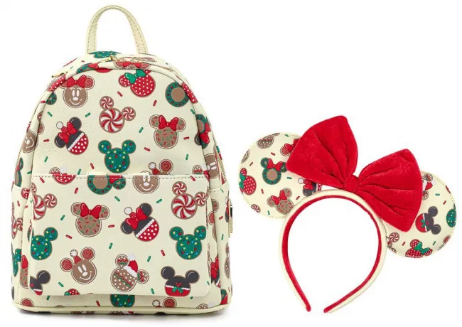 Mini sac à dos + Serre-tête Mickey et Minnie Mouse Biscuits de Noël Loungefly