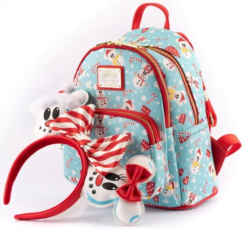 Mini sac à dos + Serre-tête Mickey et Minnie Snowman Loungefly