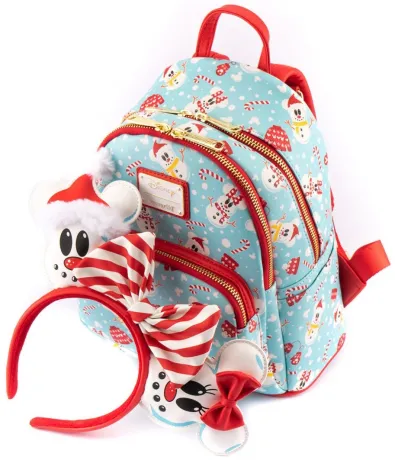 Mini sac à dos + Serre-tête Mickey et Minnie Snowman Loungefly