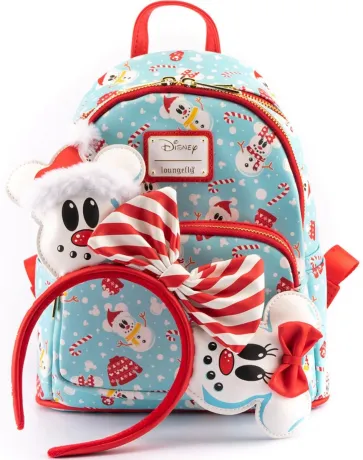 Mini sac à dos + Serre-tête Mickey et Minnie Snowman Loungefly