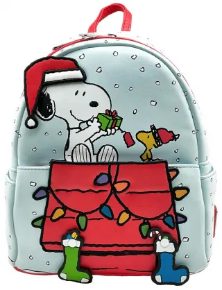 Mini sac à dos Snoopy et Woodstock Offrent un Cadeau Glow Loungefly