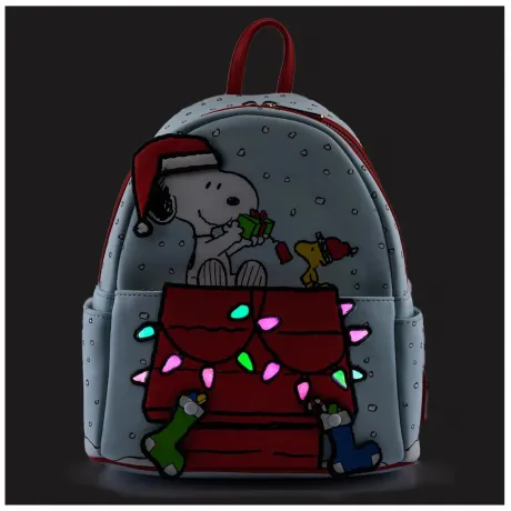 Mini sac à dos Snoopy et Woodstock Offrent un Cadeau Glow Loungefly