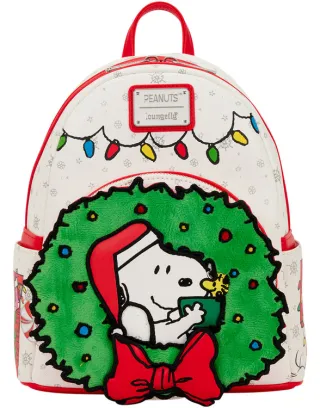 Mini sac à dos Snoopy &amp; Woodstock Couronne de Noël Loungefly
