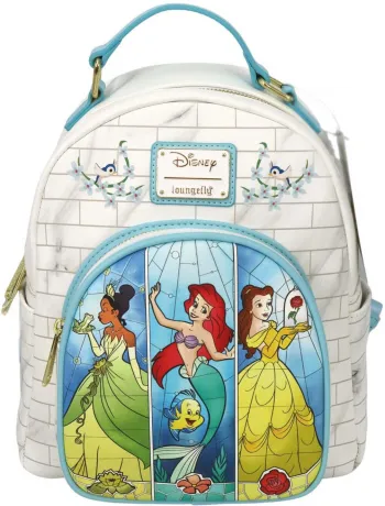 Mini sac à dos Tiana, Ariel et Belle Vitrail Loungefly