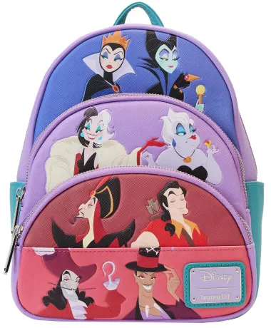 Mini sac à dos Triple Poches Disney Villains Bloc de couleurs Loungefly