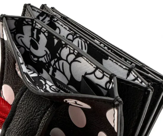 Porte-cartes à Pois Minnie Mouse avec Nœud Rouge Loungefly