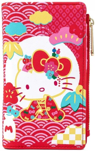 Portefeuille à rabat Hello Kitty 60ème Anniversaire Vague Rose Loungefly
