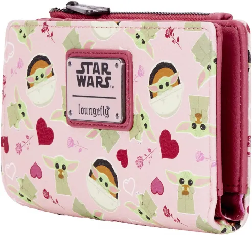 Portefeuille à rabat Le Mandalorien Bébé Yoda Cœurs Impression Intégrale Loungefly
