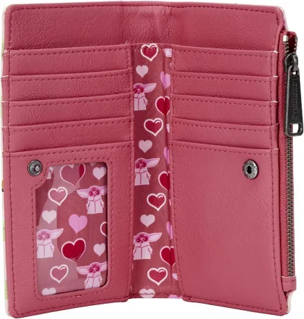 Portefeuille à rabat Le Mandalorien Bébé Yoda Cœurs Impression Intégrale Loungefly