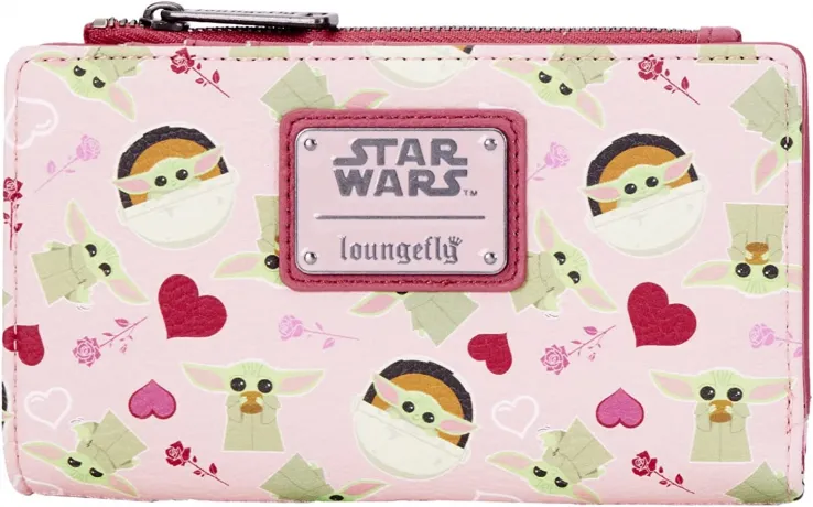 Portefeuille à rabat Le Mandalorien Bébé Yoda Cœurs Impression Intégrale Loungefly