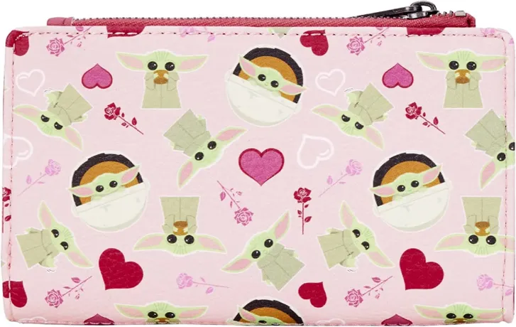 Portefeuille à rabat Le Mandalorien Bébé Yoda Cœurs Impression Intégrale Loungefly