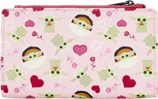 Portefeuille à rabat Le Mandalorien Bébé Yoda Cœurs Impression Intégrale Loungefly