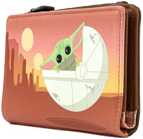 Portefeuille à rabat Le Mandalorien Grogu &quot;Attendez-moi&quot; Loungefly