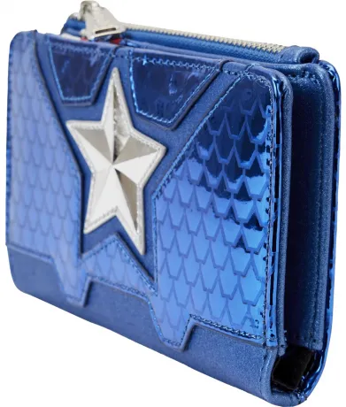 Portefeuille à rabat Métallique Captain America Cosplay Loungefly