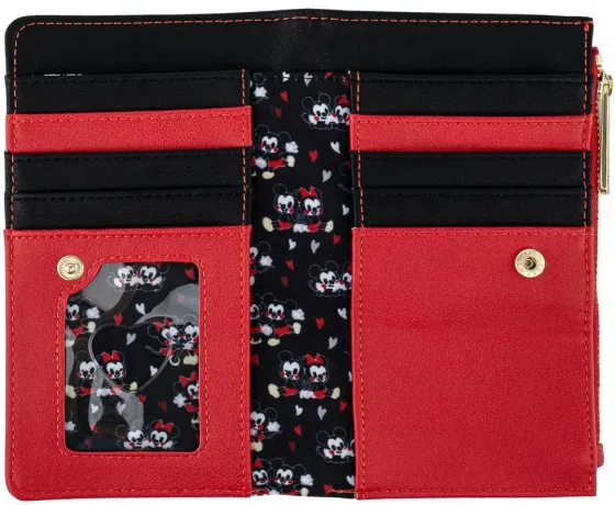 Portefeuille à rabat Mickey et Minnie Mouse Cœurs Loungefly