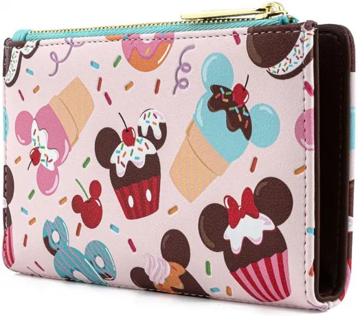 Portefeuille à rabat Mickey et Minnie Mouse Friandises Impression Intégrale Loungefly